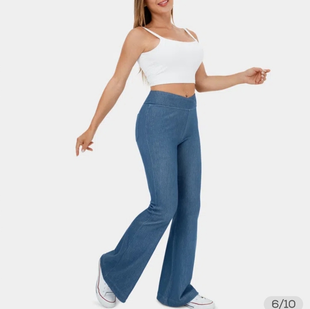 HALARA stretch cross over flair jeans